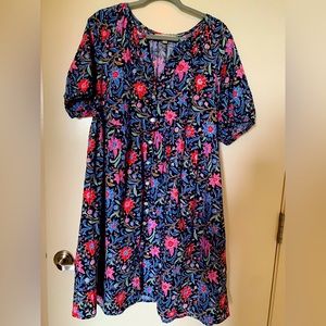 Loft floral-on-dark-background Shirtdress Size XL